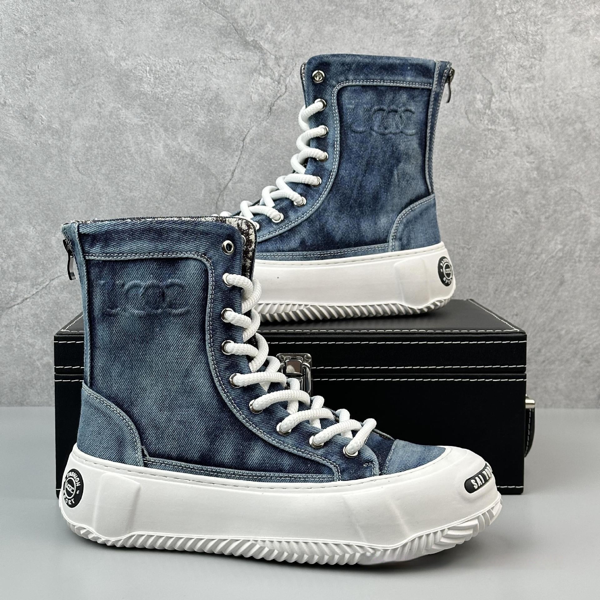 High-top Canvas Boots Fashionable All-match Fashion Boots Men - Bellarte Enchanté High-top Canvas Boots Fashionable All-match Fashion Boots Men